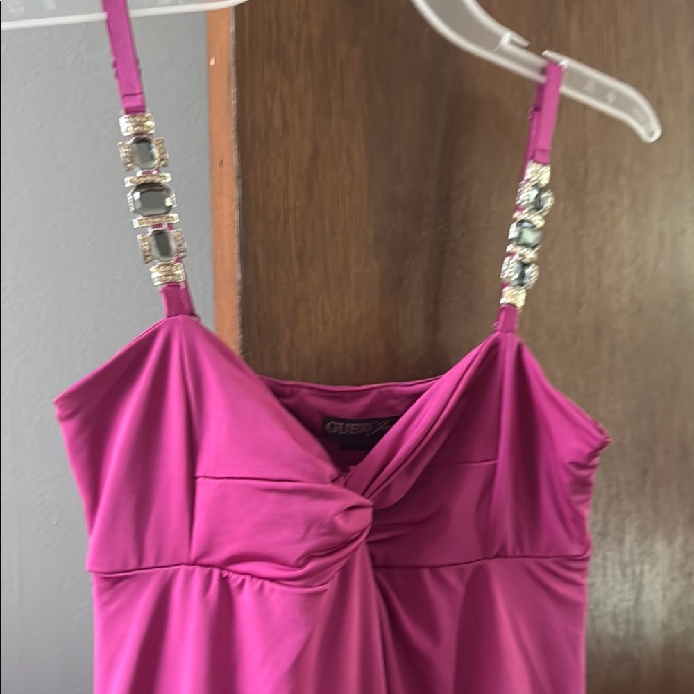 Guess Fuchsia Dress with Embellished Straps